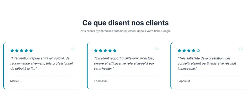 Vos avis Google en vitrine