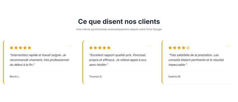 Vos avis Google en vitrine