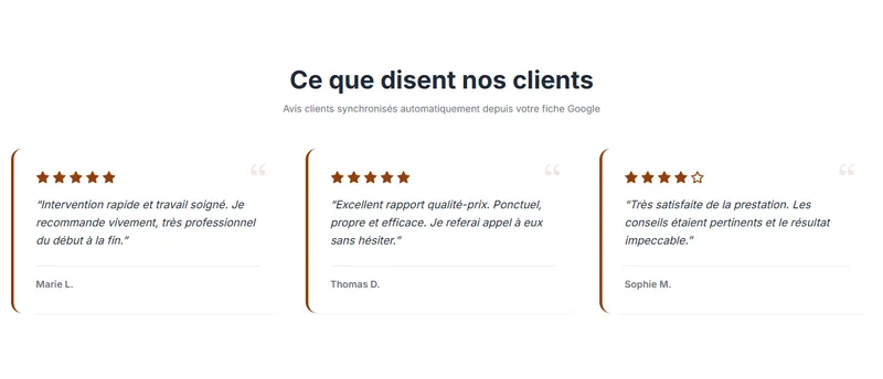 Vos avis Google en vitrine